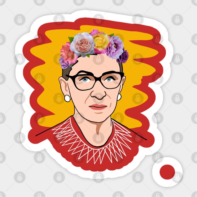 RBG - Ruth Bader Ginsburg Flower Crown Feminism Sticker by isstgeschichte